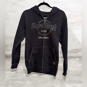 NWOT Black Hard Rock Cafe Orlando Zip Up Hoodie. Size Small